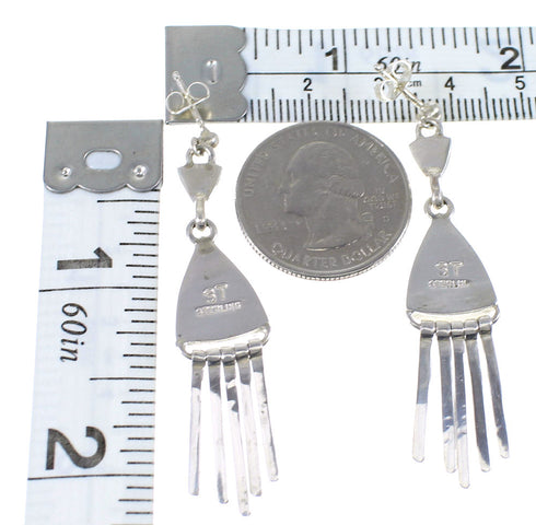 Genuine Sterling Silver Multicolor Inlay Post Dangle Earrings QX76606